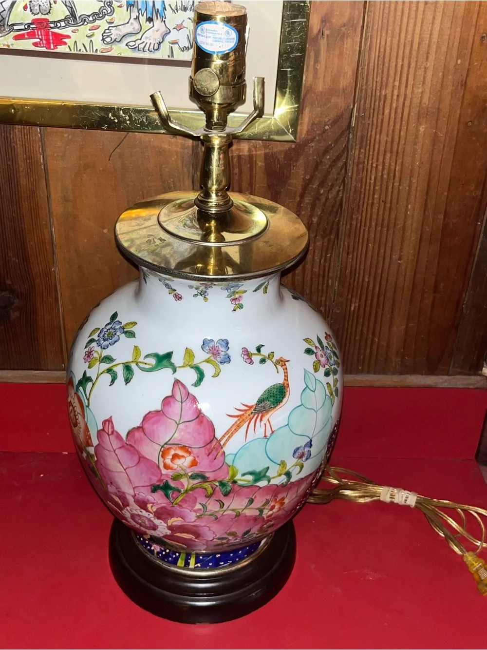 Vintage Chinese Export Tobacco Leaf Porcelain Table Lamp | 20
